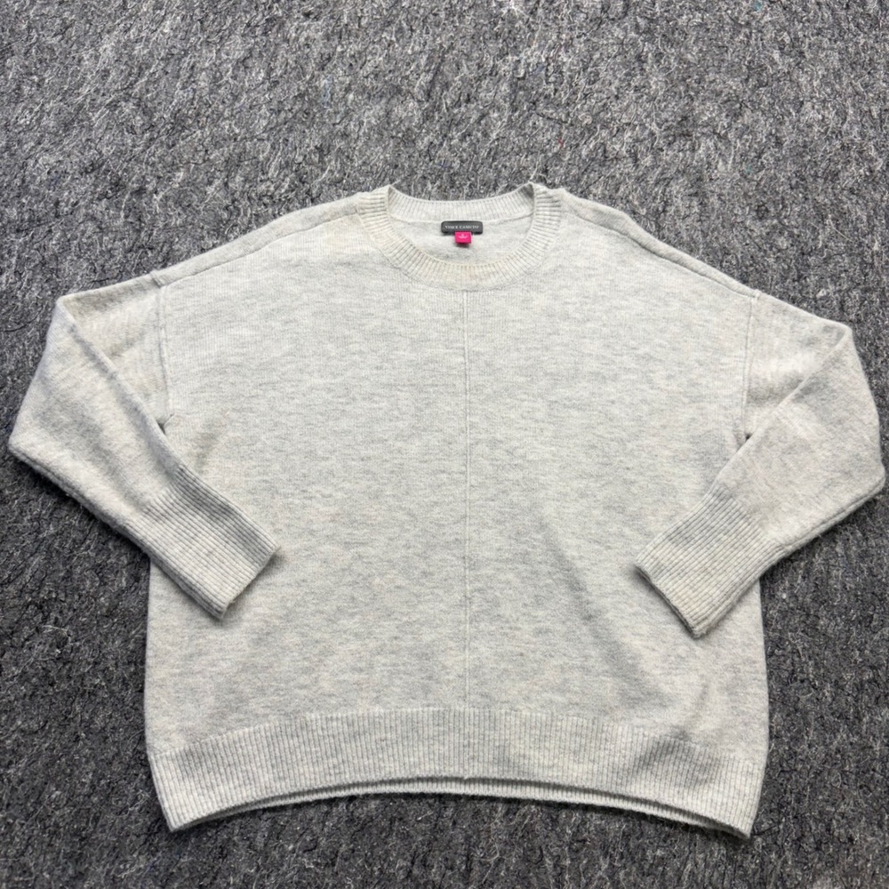 Vince Camuto Womens Gray Heather Crewneck Oversized Seam Front Sweater Small